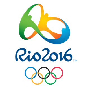 Logo Olimpijskih iger Rio 2016 z barvnimi simboli in petimi krogi.